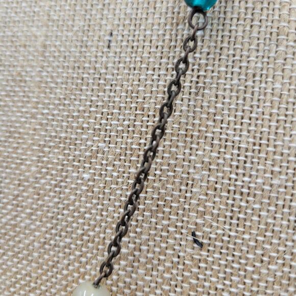 Womens Statement Necklace Turquoise Blue Large Beads Artisan Chunky Beaded Boho - Picture 7 of 7